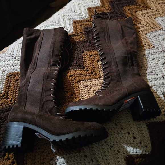 Lace-up Faux Suade Boots - Picture 1 of 6